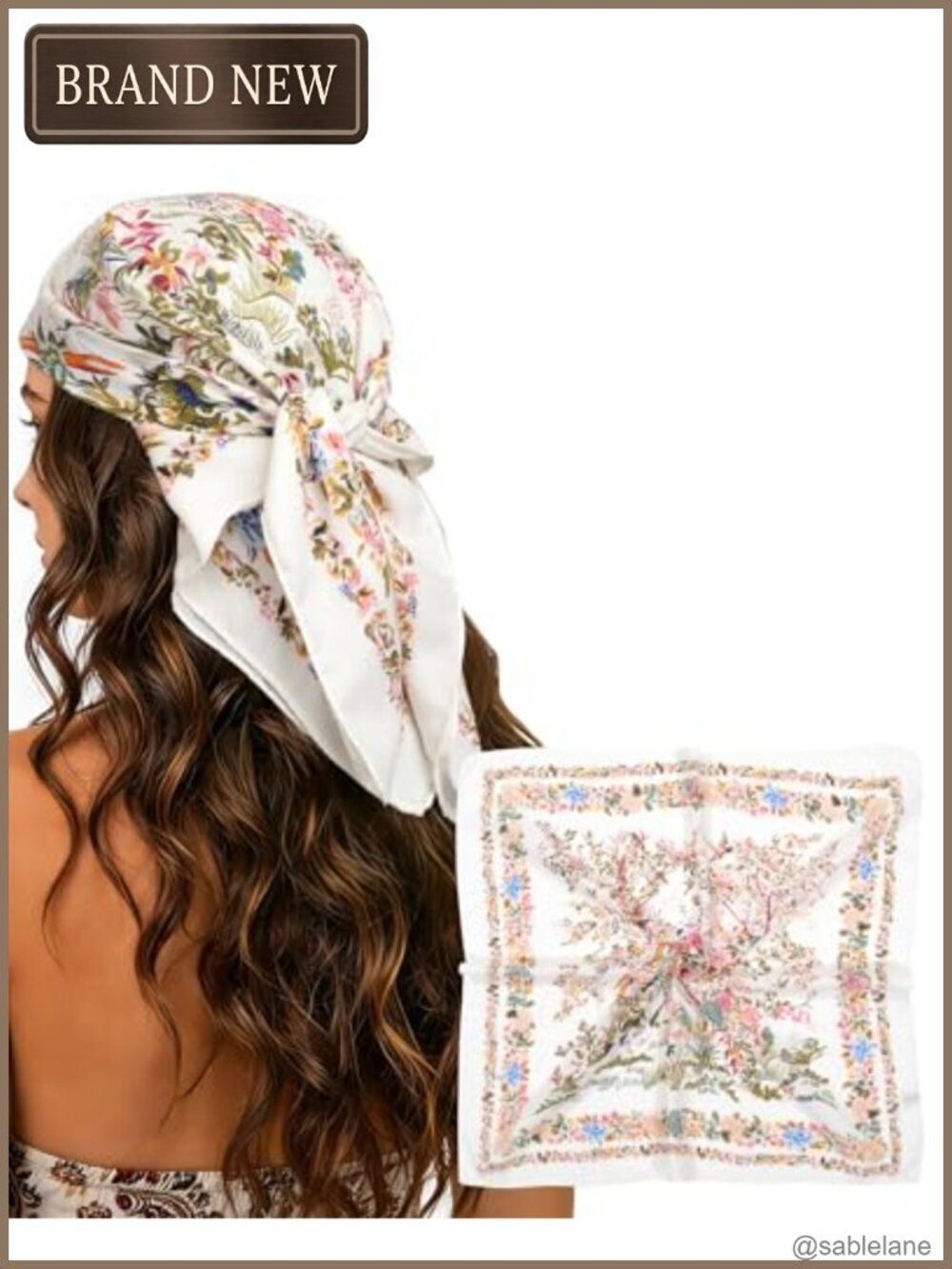 27.5" Square Head Scarf Silk Bandana Women Cotton Touch Hair Wrap